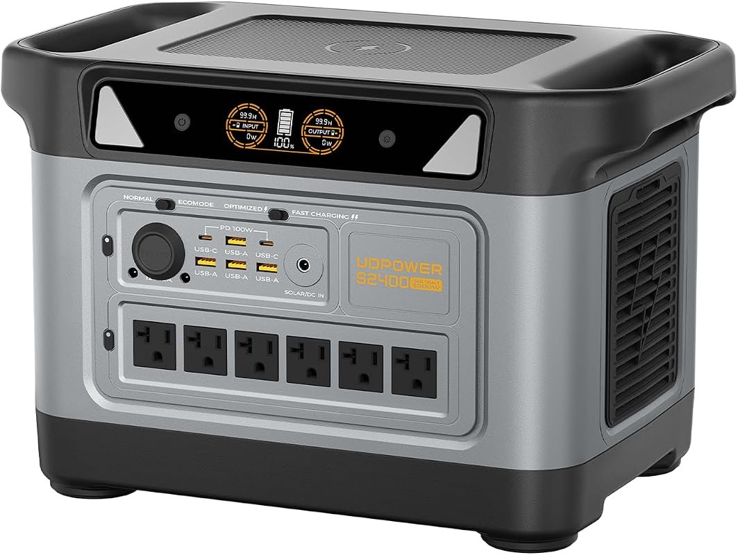 UDPOWER S2400 2083Wh LiFePO4 Portable Power Station 2400W Solar Genera