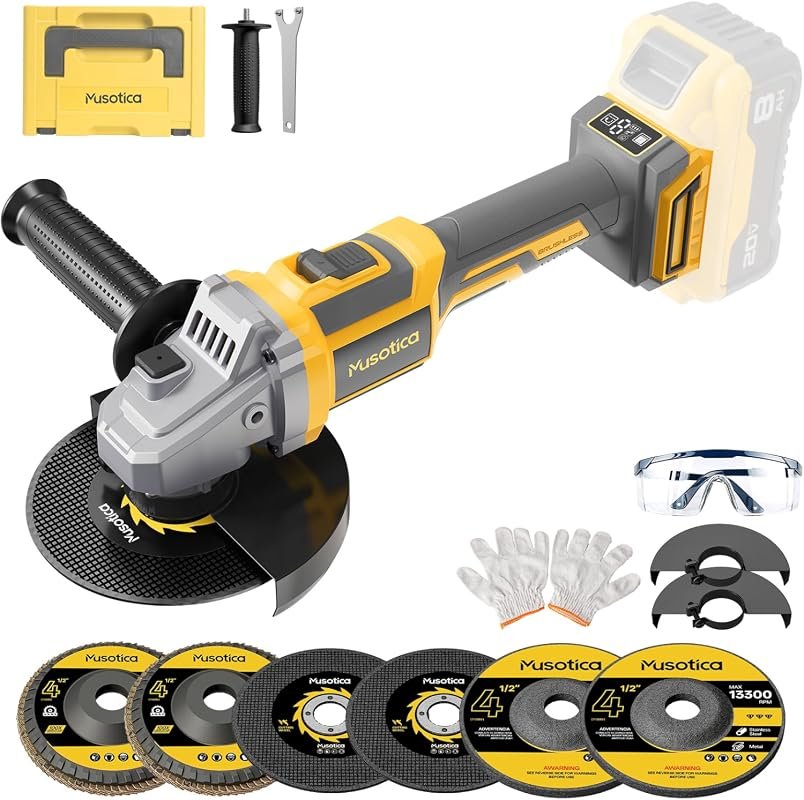 Cordless 4-1/2 Inch Angle Grinder Compatible with Dewalt 20V Max Batte