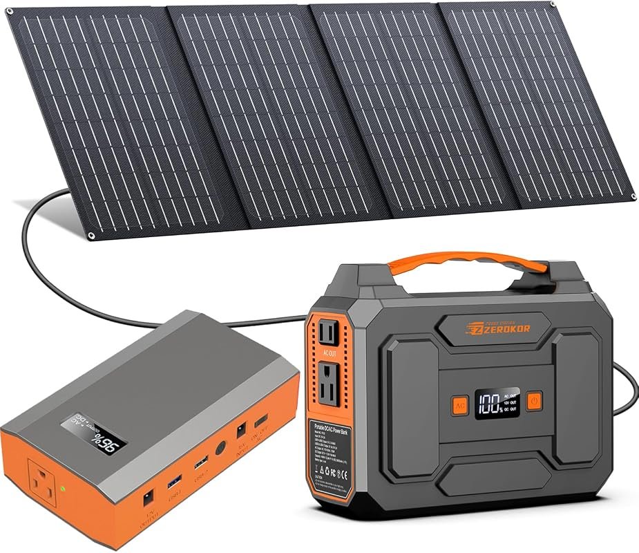 Portable Solar Power Station with 40W Foldable Panel and 100W Battery 