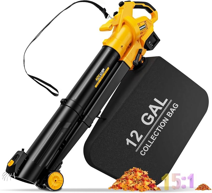 3-in-1 Cordless Leaf Vacuum and Mulcher with Collection Bag Compatible