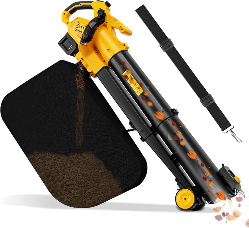 Cordless Leaf Vacuum and Mulcher with Collection Bag and Turbo Mode Co