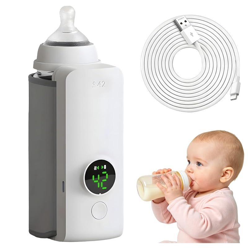 Portable Waterless Baby Bottle Warmer, Rapid Heating with Battery-Powe