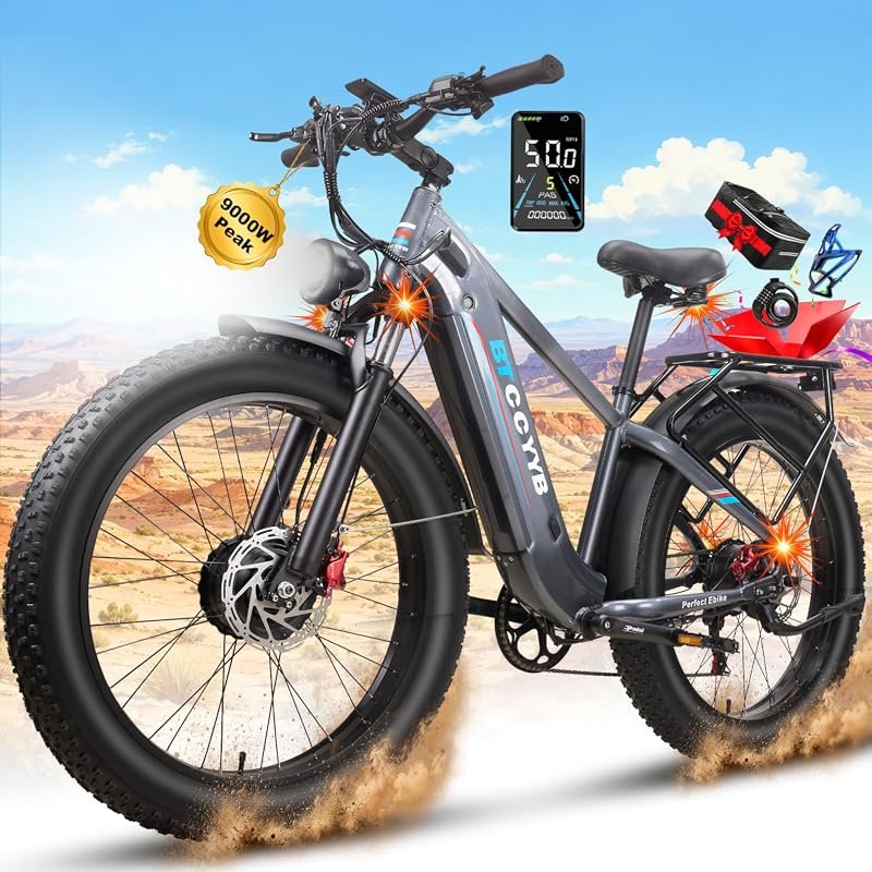 9000W Dual Motor Electric Bike, 52V 30AH Fat Tire E-Bike with 50MPH Sp