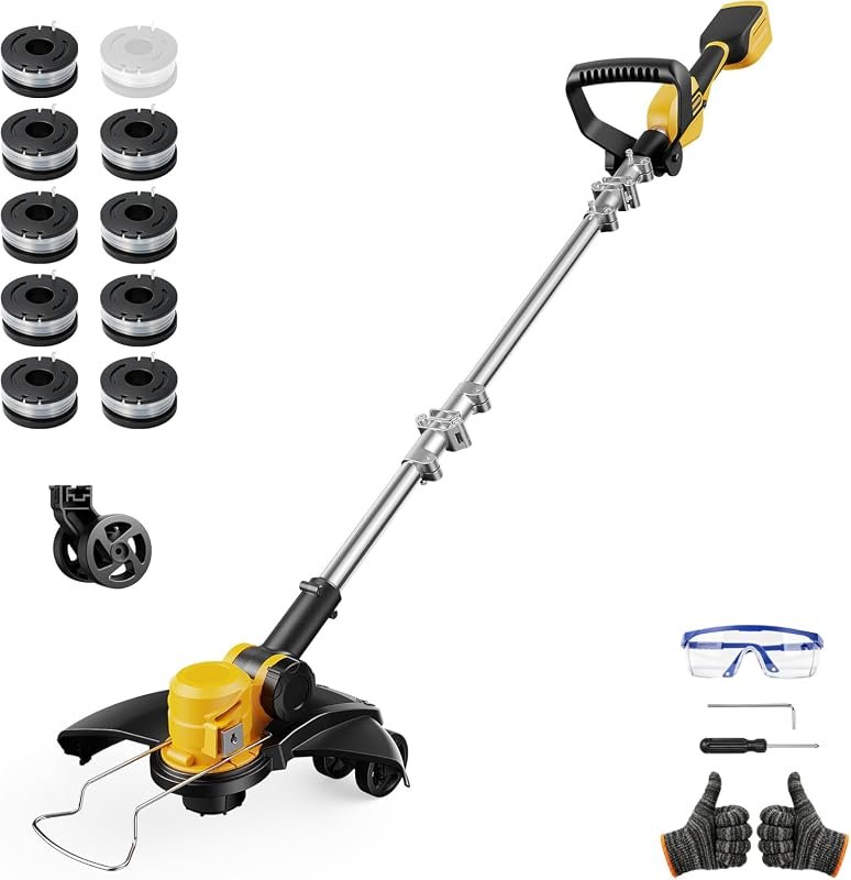 12-Inch Cordless Electric Weed Wacker Designed for Compatibility with DeWalt 20V MAX Lithium-Ion Power Tool Batteries